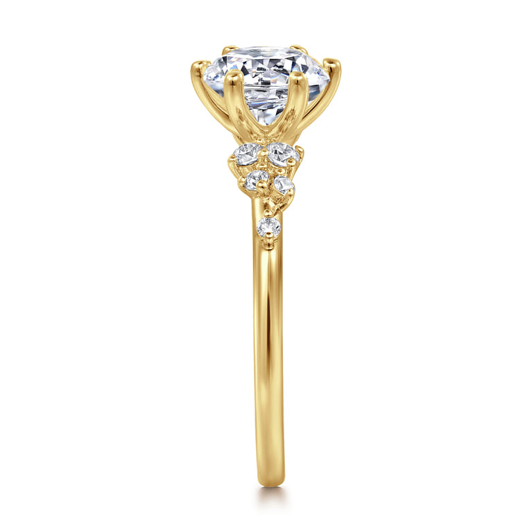 Reena - 14K Yellow Gold Round Diamond Engagement Ring - 0.18 ct - Shot 5