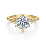 Reena - 14K Yellow Gold 6 Prong Round Diamond Engagement Ring - 0.18 ct