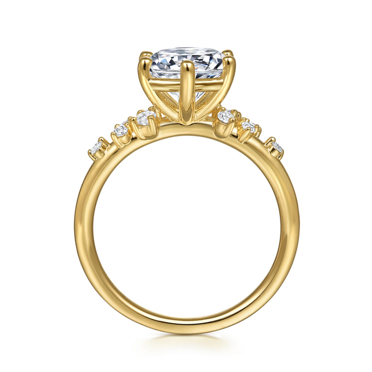 Reena - 14K Yellow Gold 6 Prong Round Diamond Engagement Ring - 0.18 ct - Shot 2
