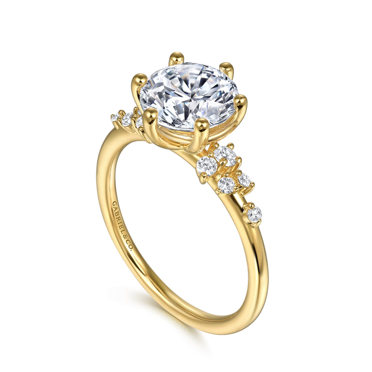 Reena - 14K Yellow Gold 6 Prong Round Diamond Engagement Ring - 0.18 ct - Shot 3