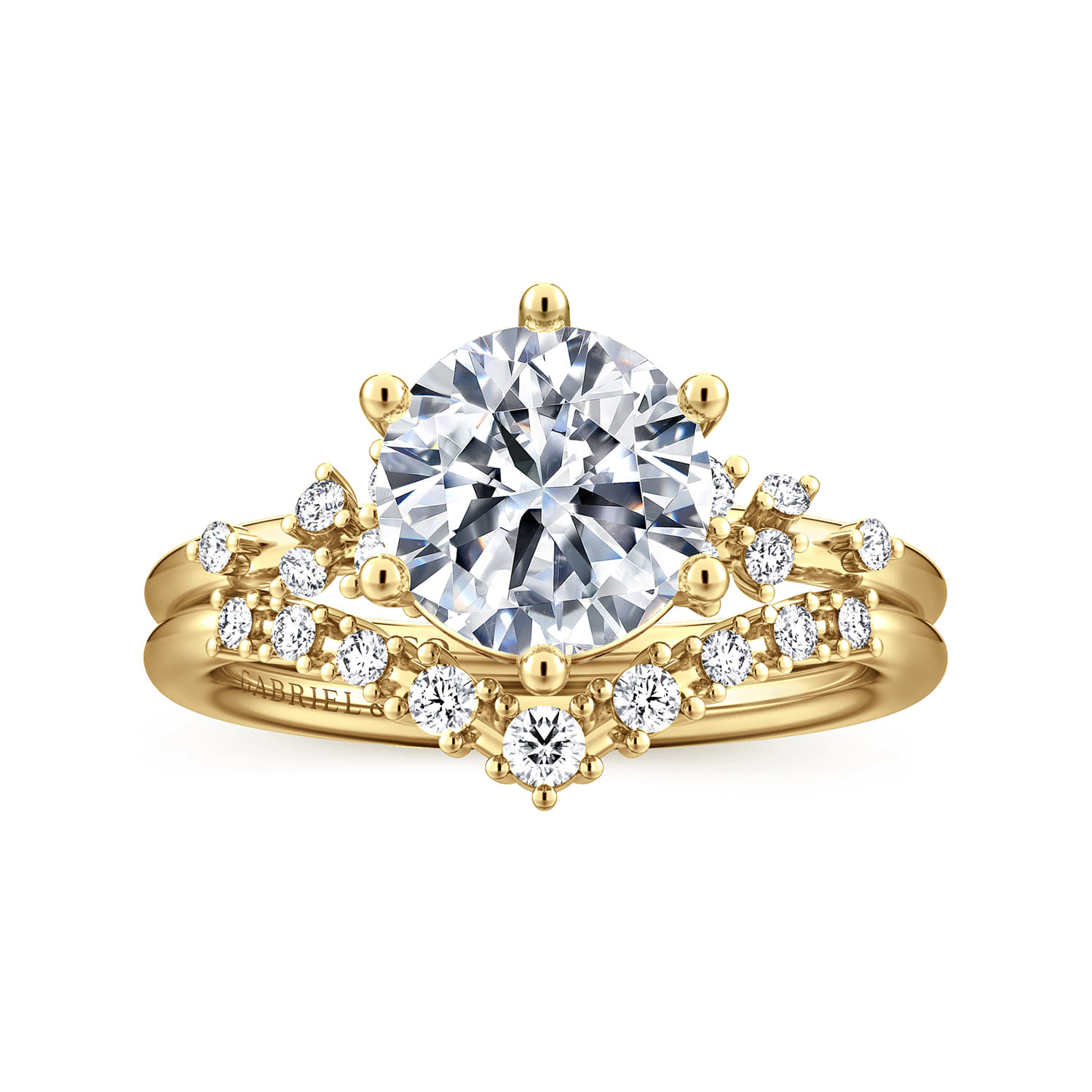 Reena - 14K Yellow Gold 6 Prong Round Diamond Engagement Ring - 0.18 ct - Shot 4