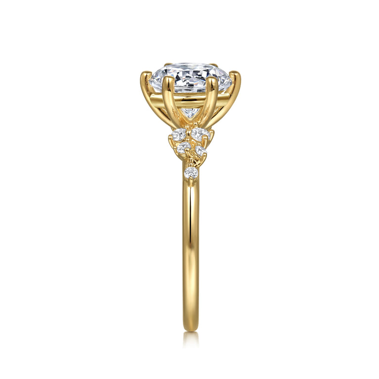 Reena - 14K Yellow Gold 6 Prong Round Diamond Engagement Ring - 0.18 ct - Shot 5