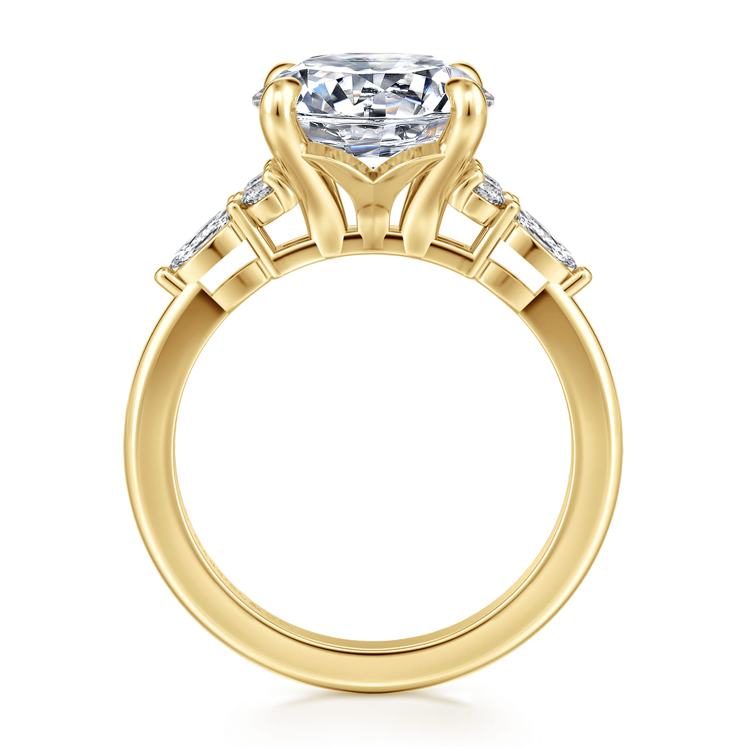 14K Yellow Gold Round Diamond Cluster Engagement Ring - 0.28 ct - Shot 2