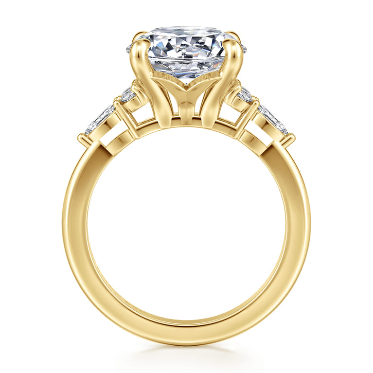 14K Yellow Gold Round Diamond Cluster Engagement Ring - 0.28 ct - Shot 2