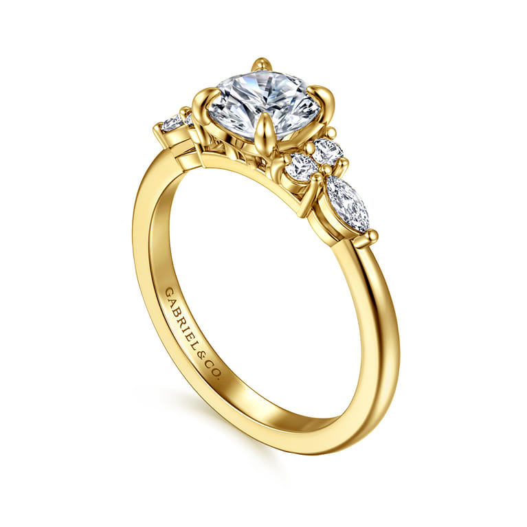 Avah - 14K Yellow Gold Round Diamond Cluster Engagement Ring - 0.26 ct - Shot 3