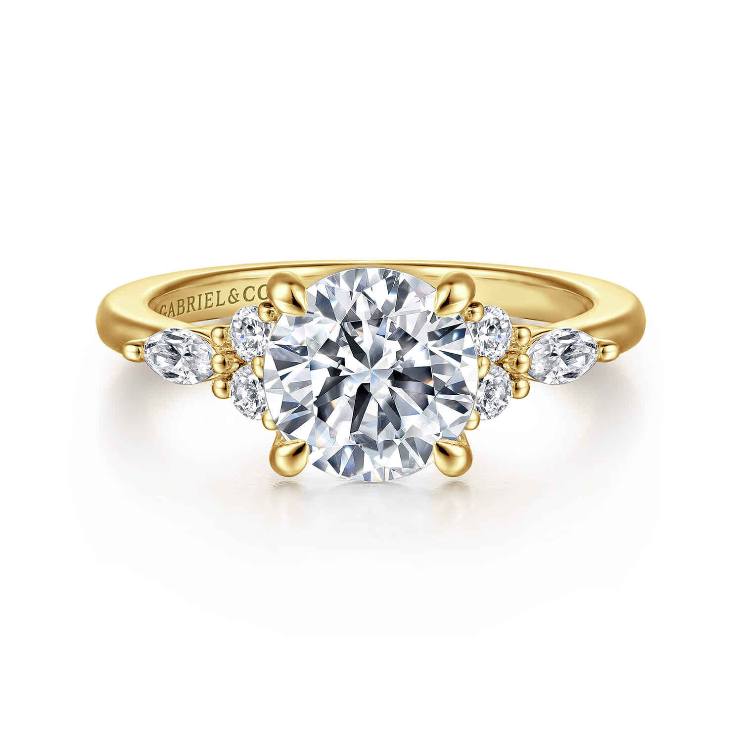 Avah - 14K Yellow Gold Round Diamond Cluster Engagement Ring - 0.28 ct - Shot 1