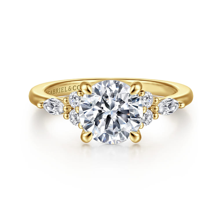 Avah - 14K Yellow Gold Round Diamond Cluster Engagement Ring - 0.28 ct - Shot 1