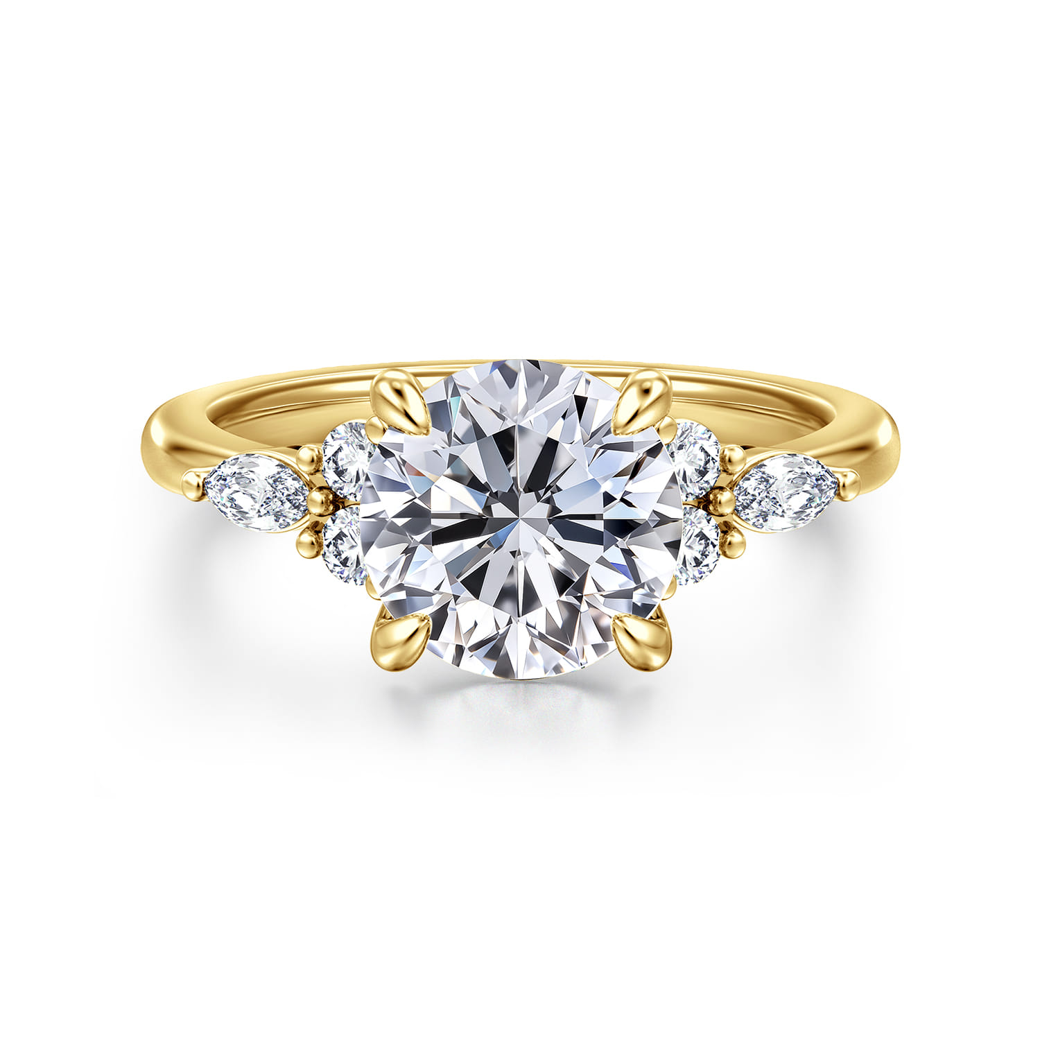 Avah - 14K Yellow Gold Round Diamond Cluster Engagement Ring - 0.28 ct - Shot 1