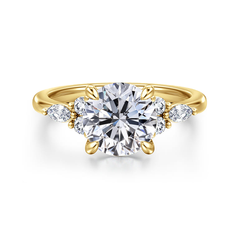 Avah - 14K Yellow Gold Round Diamond Cluster Engagement Ring - 0.28 ct - Shot 1