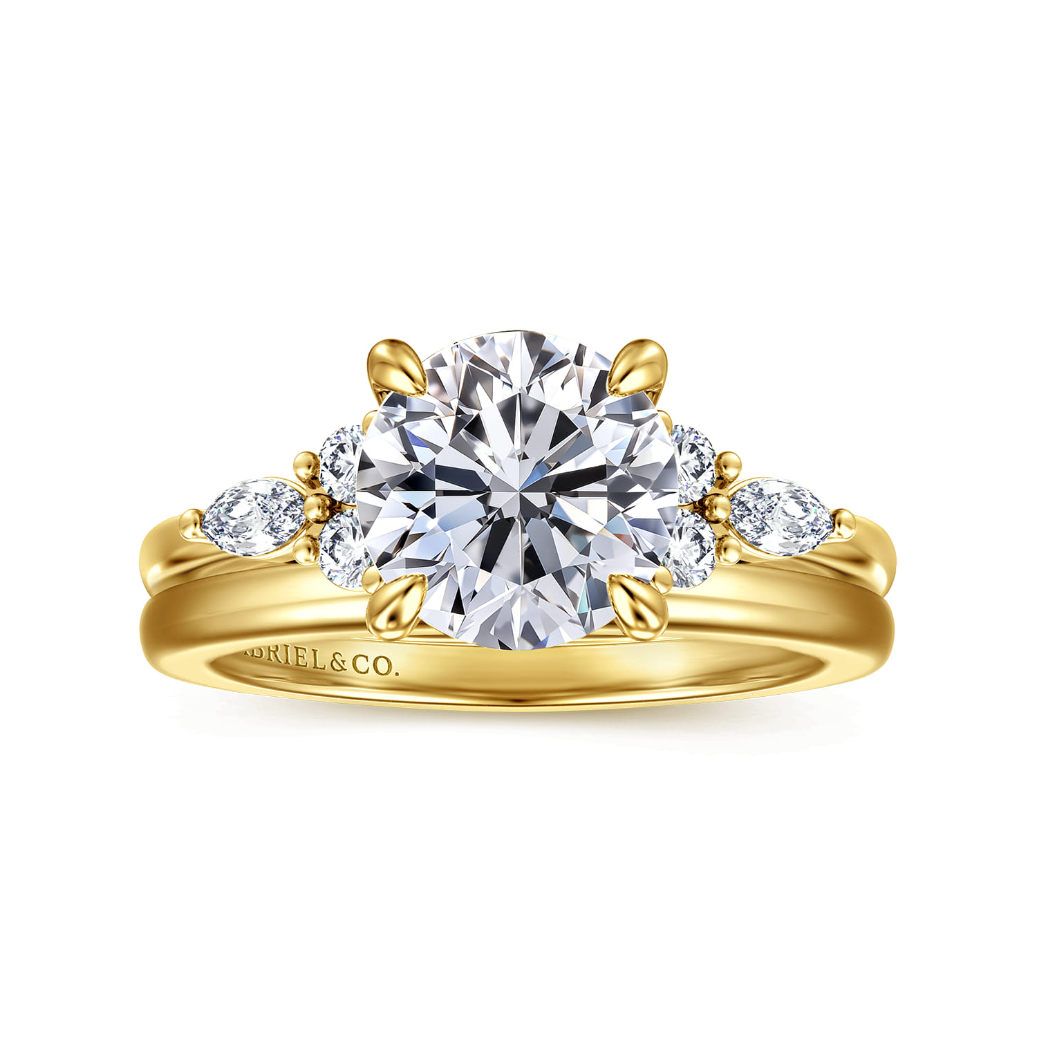 Avah - 14K Yellow Gold Round Diamond Cluster Engagement Ring - 0.28 ct - Shot 4