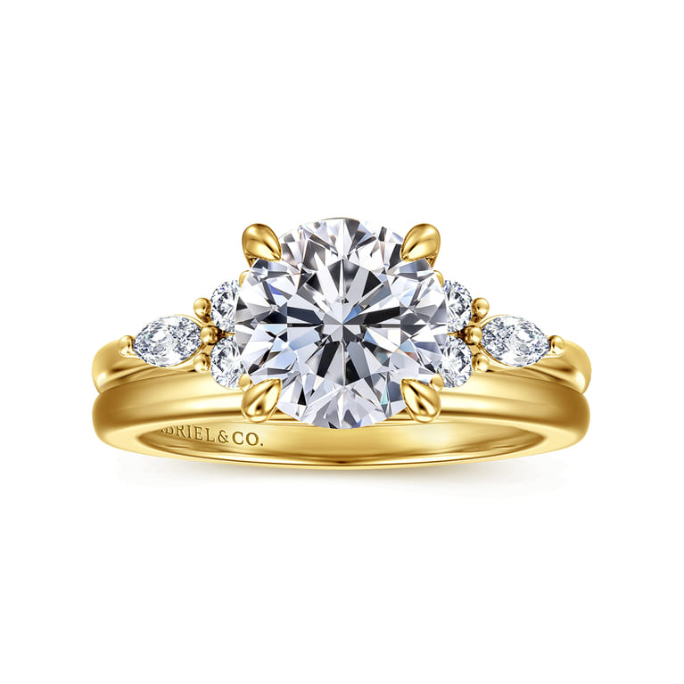 Avah - 14K Yellow Gold Round Diamond Cluster Engagement Ring - 0.28 ct - Shot 4