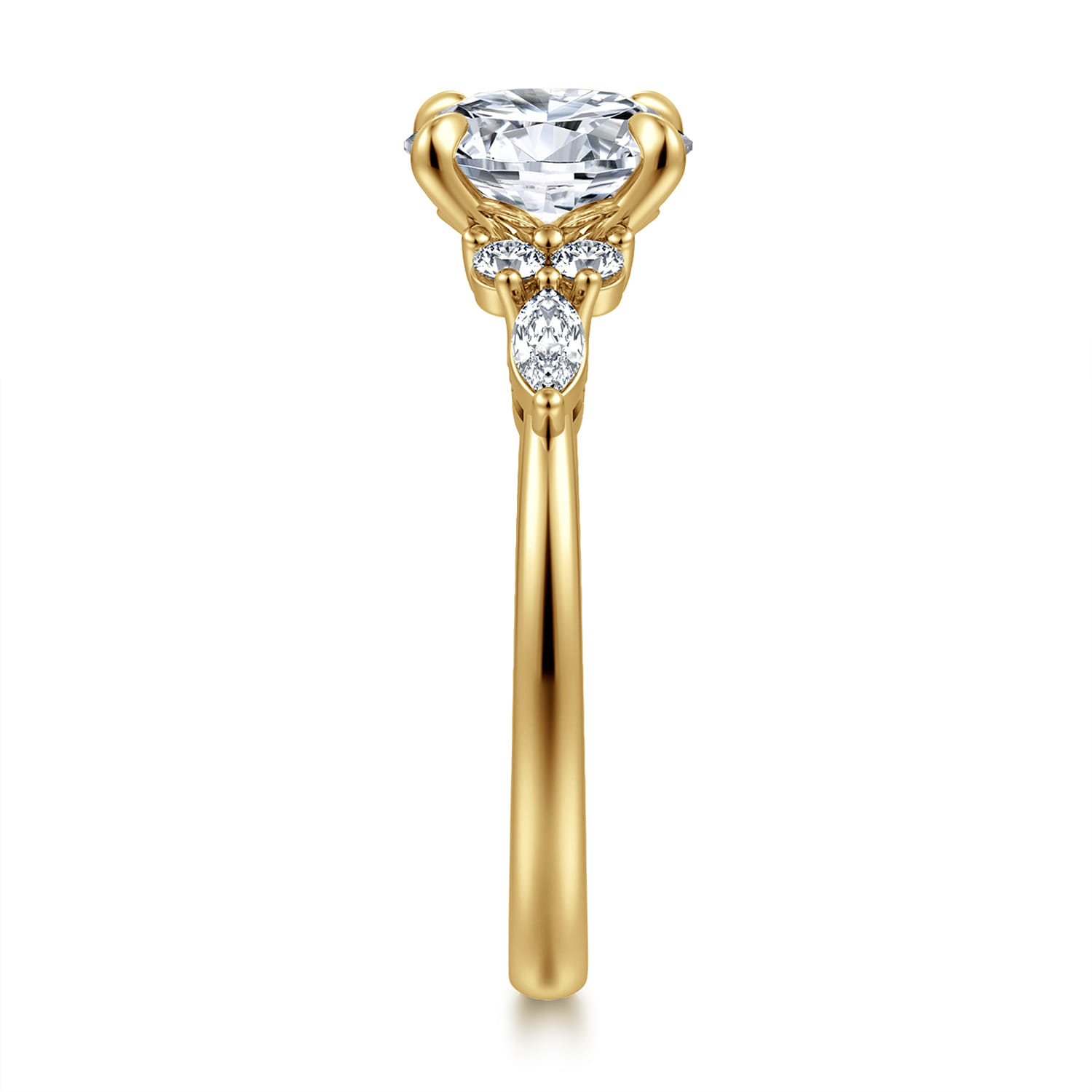 Avah - 14K Yellow Gold Round Diamond Cluster Engagement Ring - 0.28 ct - Shot 5