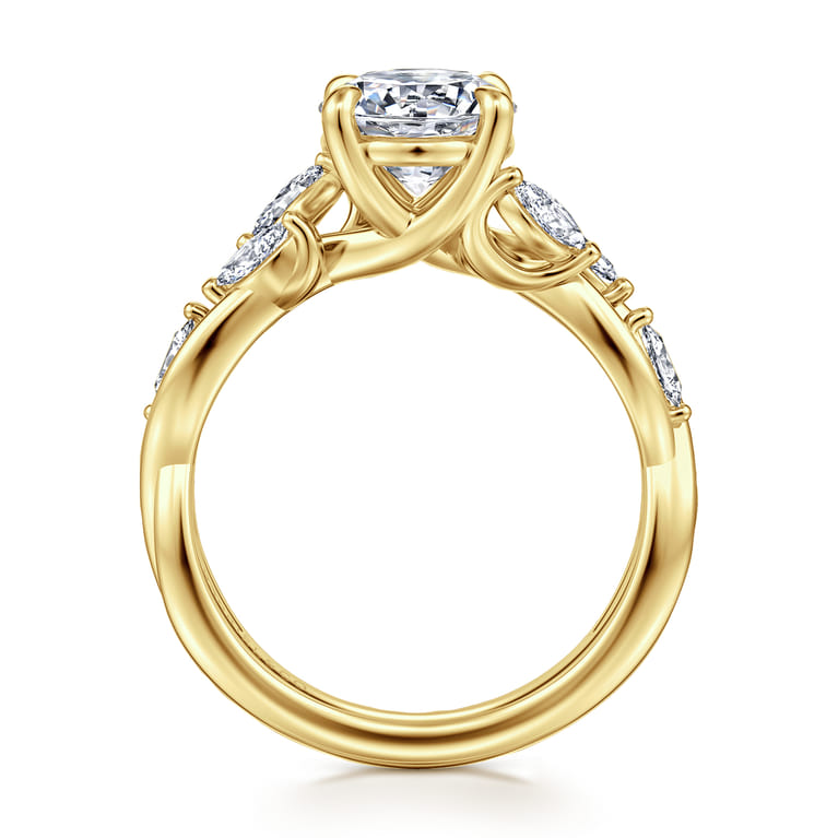Charlina - 14K Yellow Gold Floral Round Diamond Engagement Ring - 0.33 ct - Shot 2