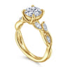 Charlina - 14K Yellow Gold Floral Round Diamond Engagement Ring - 0.33 ct