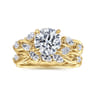 Charlina - 14K Yellow Gold Floral Round Diamond Engagement Ring - 0.33 ct