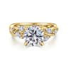 Charlina - 14K Yellow Gold Floral Round Diamond Engagement Ring - 0.07 ct