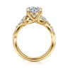Charlina - 14K Yellow Gold Floral Round Diamond Engagement Ring - 0.07 ct