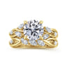 Charlina - 14K Yellow Gold Floral Round Diamond Engagement Ring - 0.07 ct