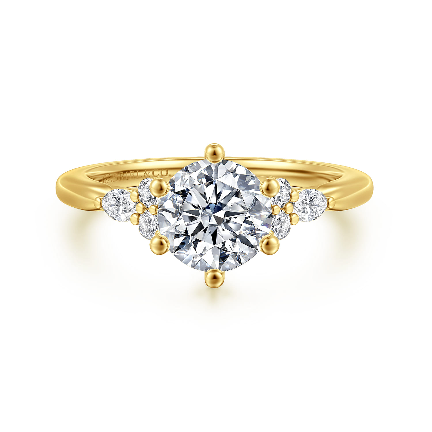 Arletta - 14K Yellow Gold 6 Prong Round Shape Diamond Engagement Ring - 0.2 ct - Shot 1