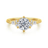 Arletta - 14K Yellow Gold 6 Prong Round Shape Diamond Engagement Ring - 0.2 ct
