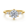 Arletta - 14K Yellow Gold 6 Prong Round Diamond Engagement Ring - 0.18 ct