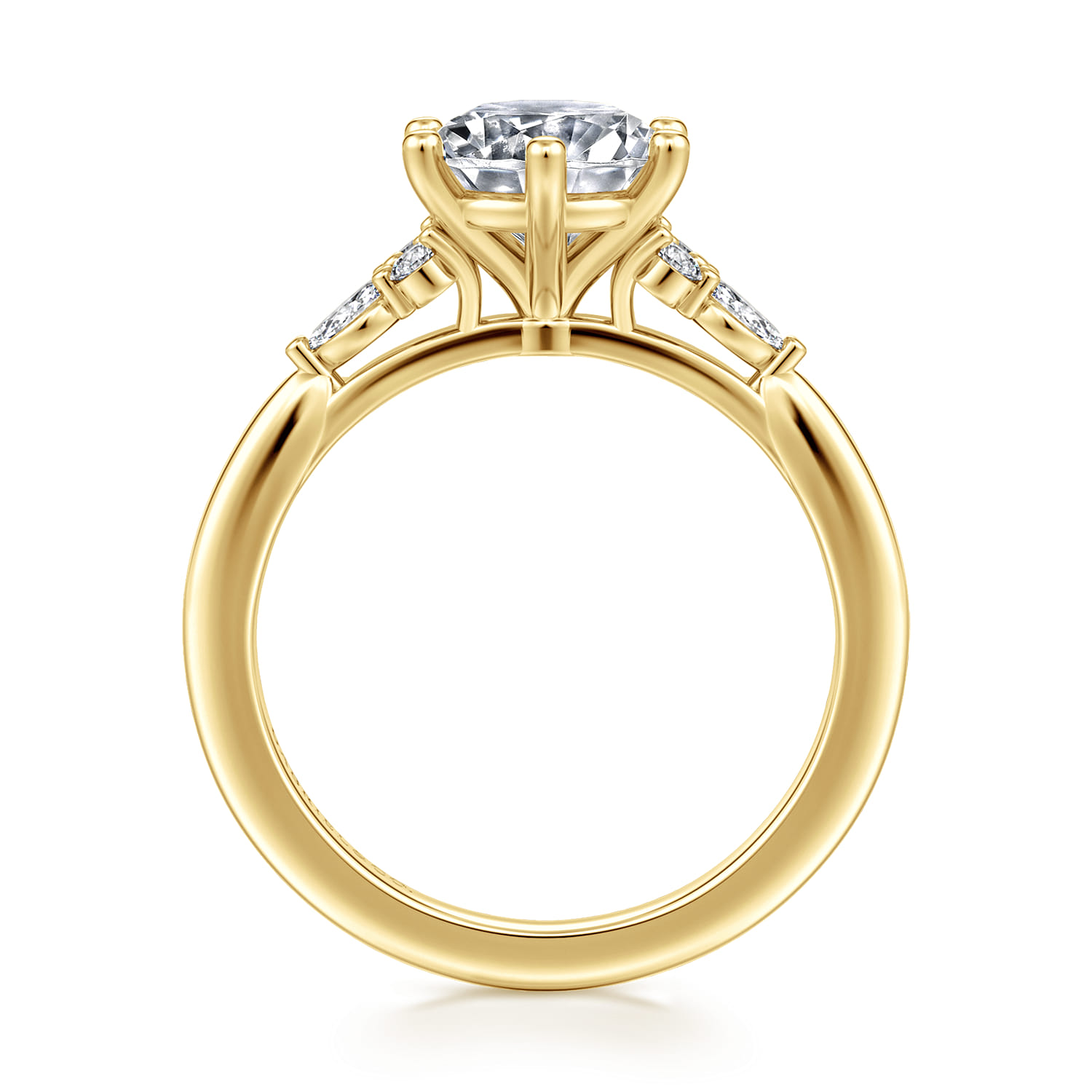 Arletta - 14K Yellow Gold 6 Prong Round Diamond Engagement Ring - 0.18 ct - Shot 2