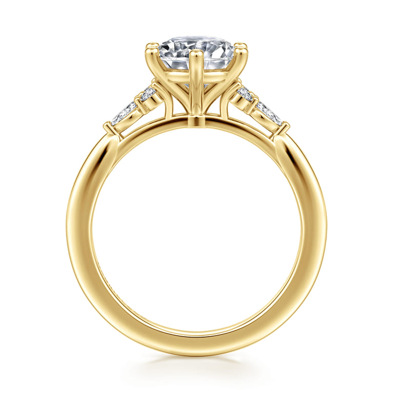 Arletta - 14K Yellow Gold 6 Prong Round Diamond Engagement Ring - 0.18 ct - Shot 2