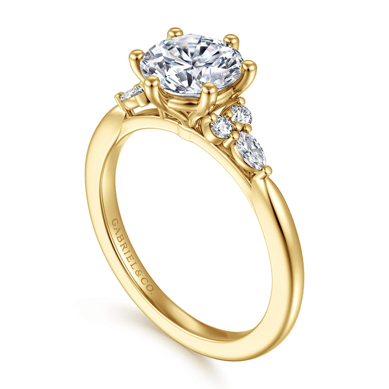 Arletta - 14K Yellow Gold 6 Prong Round Diamond Engagement Ring - 0.18 ct - Shot 3