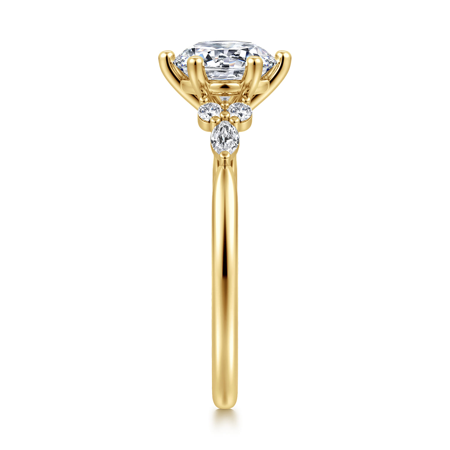 Arletta - 14K Yellow Gold 6 Prong Round Diamond Engagement Ring - 0.18 ct - Shot 4