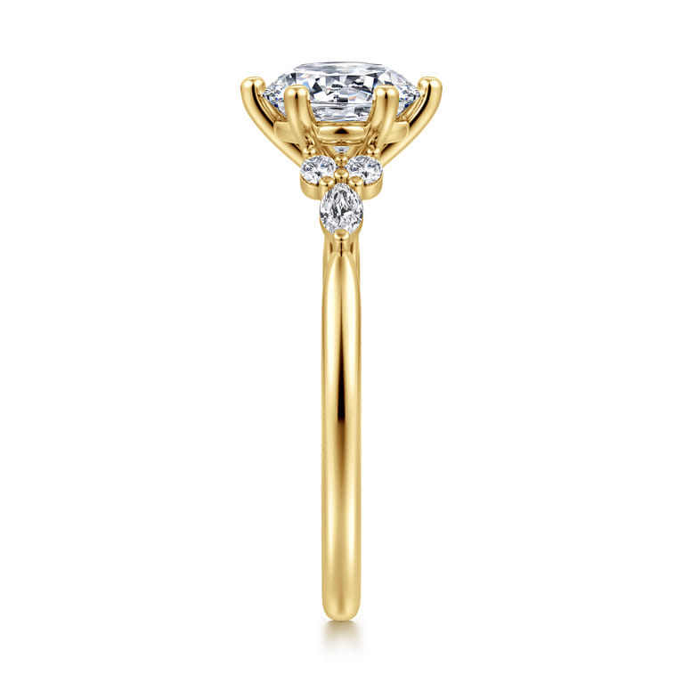 Arletta - 14K Yellow Gold 6 Prong Round Diamond Engagement Ring - 0.18 ct - Shot 4