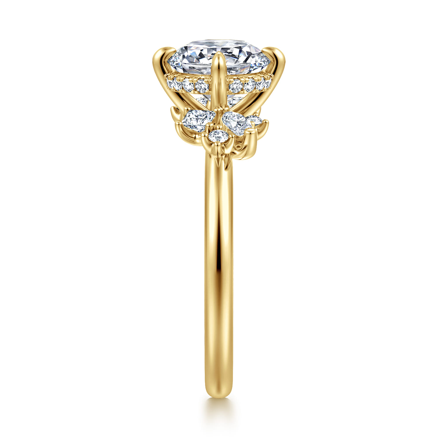 Cicely - 14K Yellow Gold Round Diamond Engagement Ring - 0.3 ct - Shot 4