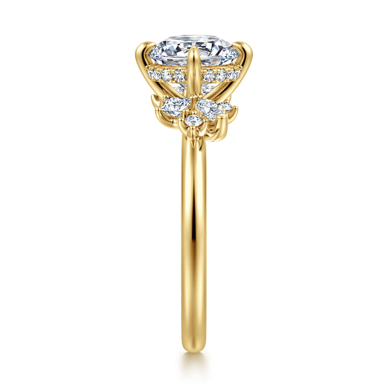 Cicely - 14K Yellow Gold Round Diamond Engagement Ring - 0.3 ct - Shot 4