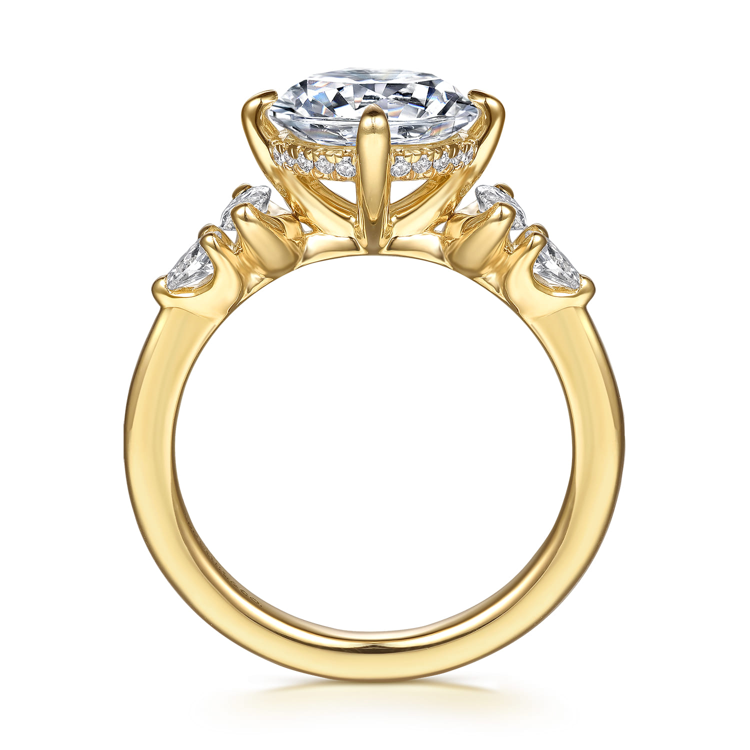 Colton - 14K Yellow Gold Compass Prong Round Diamond Engagement Ring - 0.5 ct - Shot 2