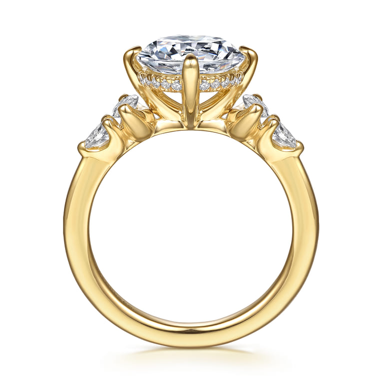 Colton - 14K Yellow Gold Compass Prong Round Diamond Engagement Ring - 0.5 ct - Shot 2