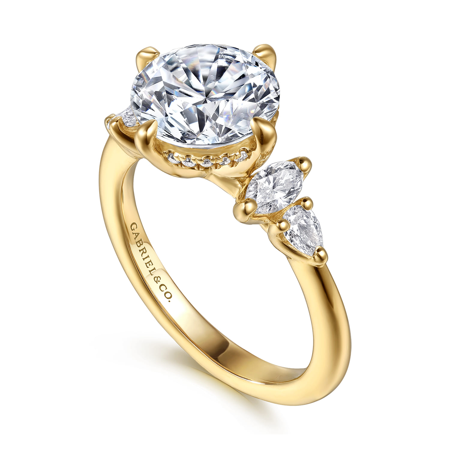 Colton - 14K Yellow Gold Compass Prong Round Diamond Engagement Ring - 0.5 ct - Shot 3