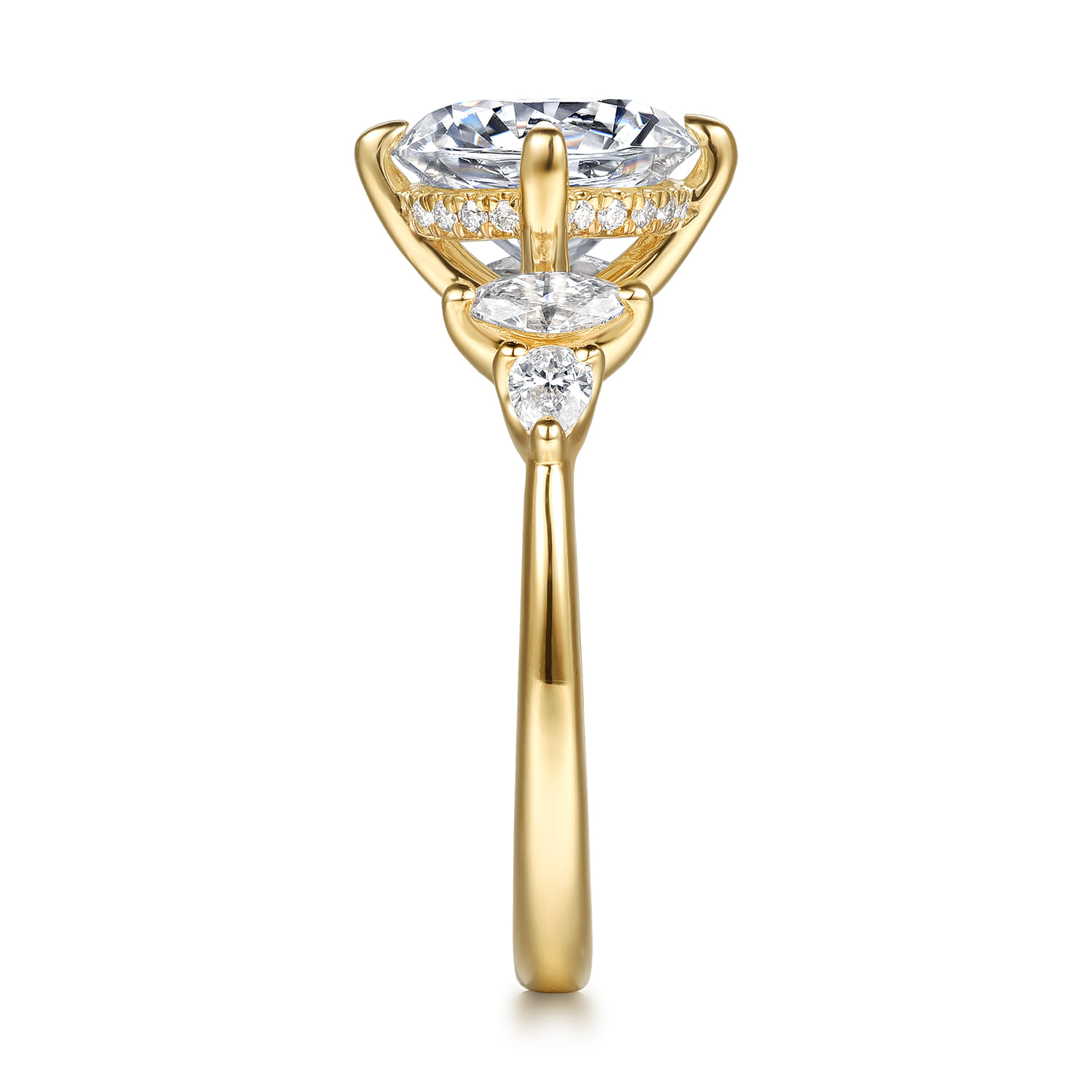 Colton - 14K Yellow Gold Compass Prong Round Diamond Engagement Ring - 0.5 ct - Shot 5