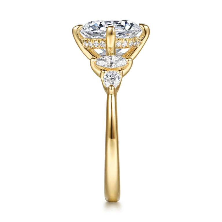 Colton - 14K Yellow Gold Compass Prong Round Diamond Engagement Ring - 0.5 ct - Shot 5