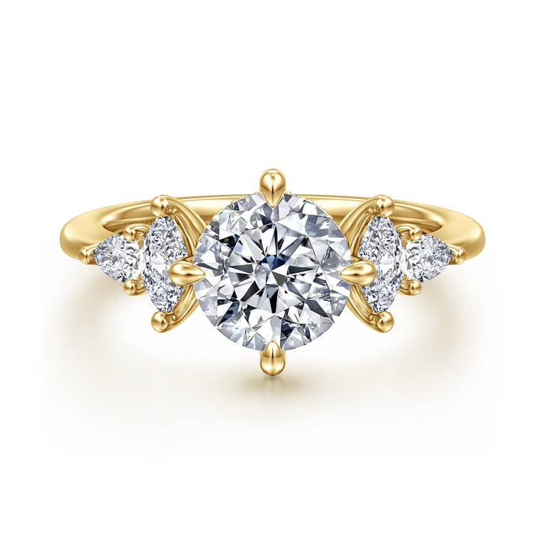 Colton - 14K Yellow Gold Compass Prong Round Diamond Engagement Ring - 0.5 ct - Shot 1