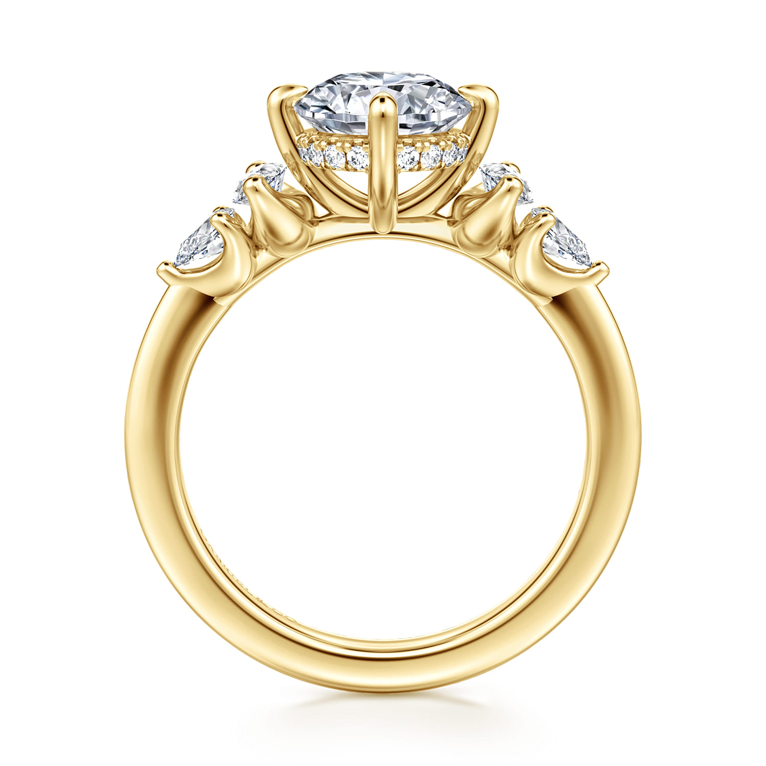 Colton - 14K Yellow Gold Compass Prong Round Diamond Engagement Ring - 0.5 ct - Shot 2