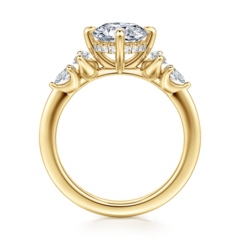 Colton - 14K Yellow Gold Compass Prong Round Diamond Engagement Ring - 0.5 ct - Shot 2