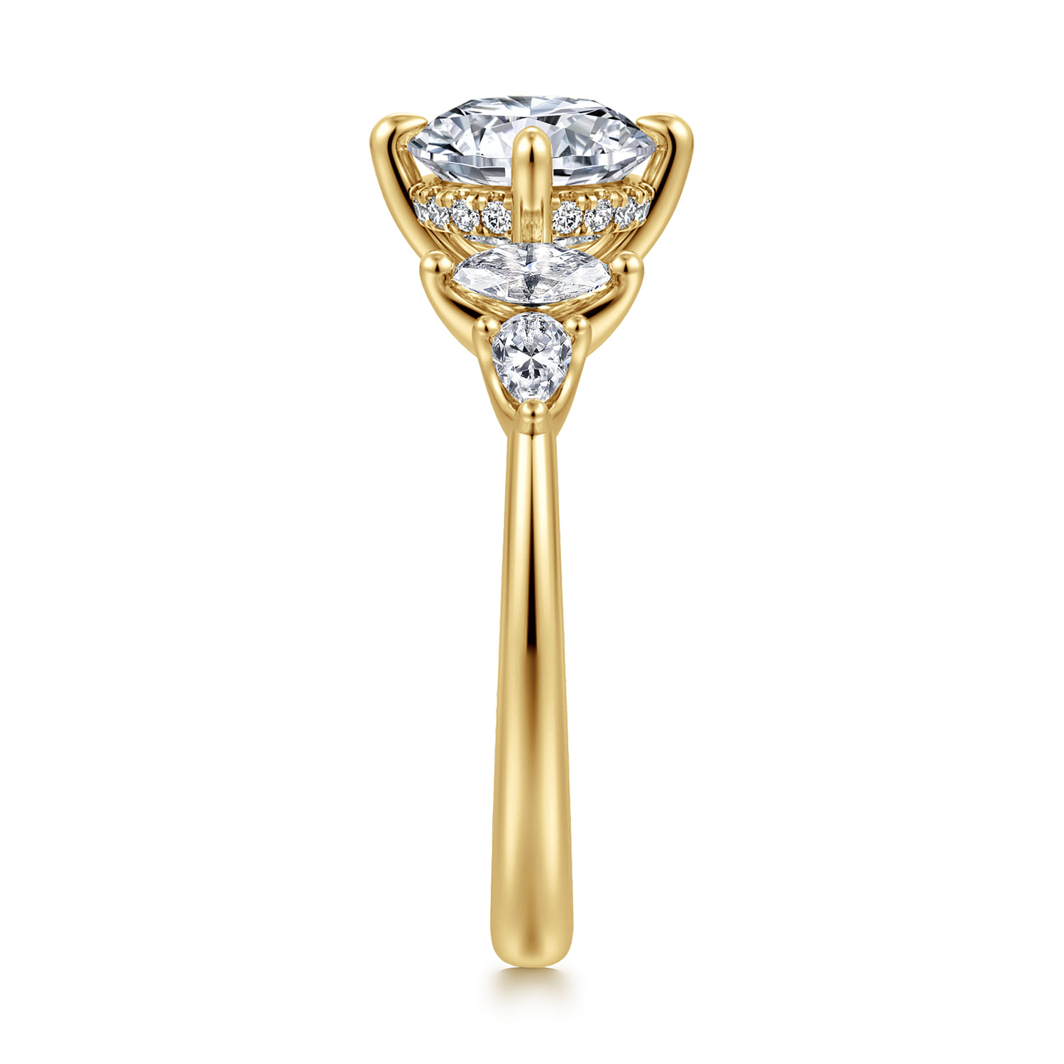Colton - 14K Yellow Gold Compass Prong Round Diamond Engagement Ring - 0.5 ct - Shot 4
