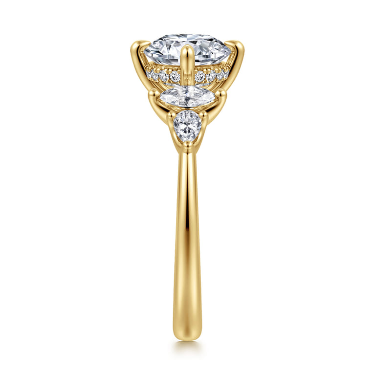 Colton - 14K Yellow Gold Compass Prong Round Diamond Engagement Ring - 0.5 ct - Shot 4