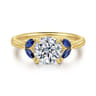 Dani - 14K Yellow Gold Round Diamond and Sapphire Engagement Ring - 0.4 ct