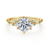 Reena - 14K Yellow Gold Round Green Sapphire and Diamond Engagement Ring - 0.06 ct