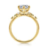 Reena - 14K Yellow Gold Round Green Sapphire and Diamond Engagement Ring - 0.06 ct