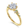 Reena - 14K Yellow Gold Round Green Sapphire and Diamond Engagement Ring - 0.06 ct