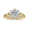 Reena - 14K Yellow Gold Round Green Sapphire and Diamond Engagement Ring - 0.06 ct