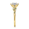Reena - 14K Yellow Gold Round Green Sapphire and Diamond Engagement Ring - 0.06 ct