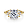 Cindy - 14K White-Yellow Gold Elongated Cushion Diamond Engagement Ring - 0.4 ct
