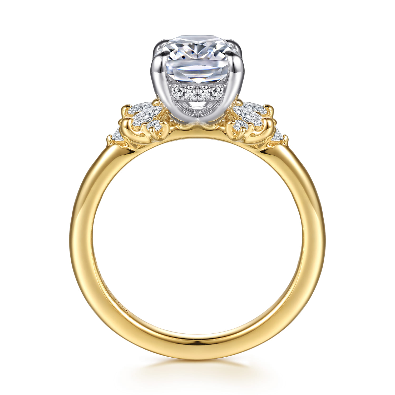 Cindy - 14K White-Yellow Gold Elongated Cushion Diamond Engagement Ring - 0.4 ct - Shot 2